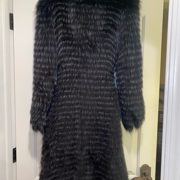 Sonia Rykiel belted blue and grey Fox fur coat size 44 Us 10 - Picture 10 of 12